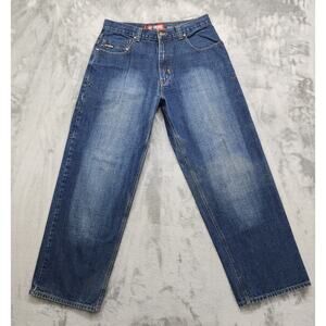Vintage Culture Jeans Mens W36 L32 Blue Baggy Y2K Skater Wide Leg Dark Washed